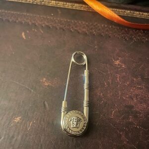 Versace Silver Medusa Safety Pin Brooch